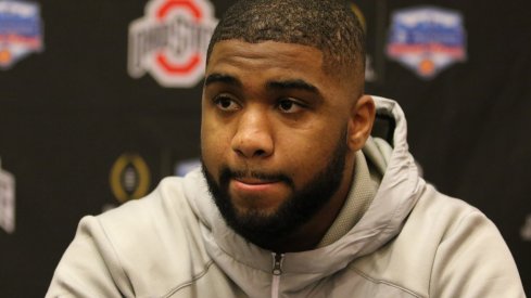 Ohio State linebacker Chris Worley meets the media. 