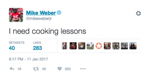 It looks like Mike Weber could use some help in the kitchen.