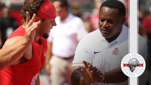 Ohio State's Larry Johnson trains Nick Bosa for the January 16th 2017 Skull Session