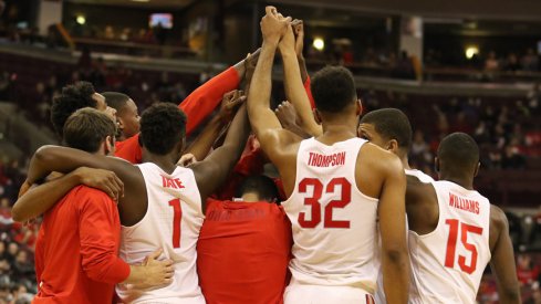 Ohio State breaks down a huddle earlier this season.