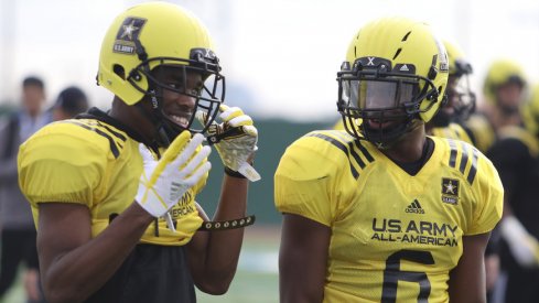 Jeffrey Okudah and Baron Browning at the Army All-American game. 