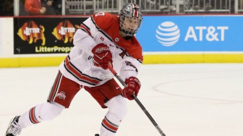 Buckeye blue liner Josh Healey netted a last minute game tying goal against Wisconsin.