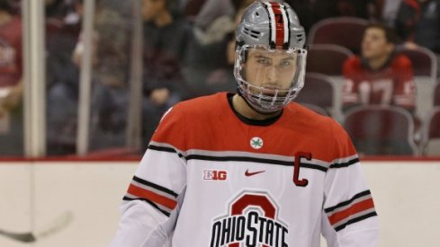 Nick Schilkey also excels at unspoken Hobey Baker criteria such as fierce gazing. 