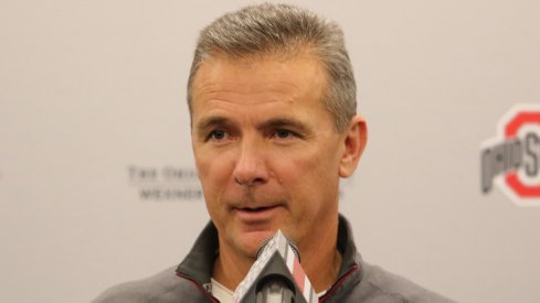 Ohio State coach Urban Meyer addresses the media. 