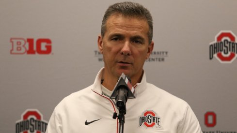 Ohio State head coach Urban Meyer addresses the media earlier this year. 