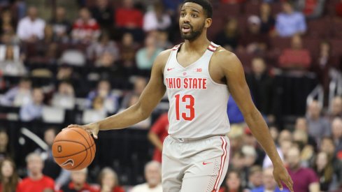 Ohio State point guard JaQuan Lyle dribbles up the floor.