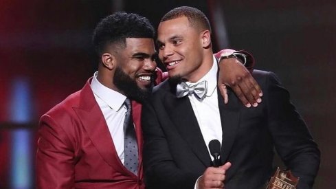 Ezekiel Elliott and Dak Prescott at the NFL year-end award ceremony in Houston.