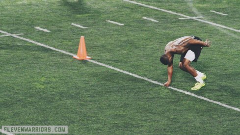 Kenny Guiton runs 40-yard dash at Ohio State's pro day in 2014.