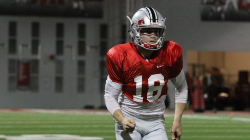 Ohio State early enrollee Tate Martell during Tuesday's practice. 