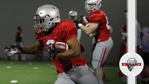 J.K. Dobbins passes Antonio Williams for the March 30th 2017 Skull Session.