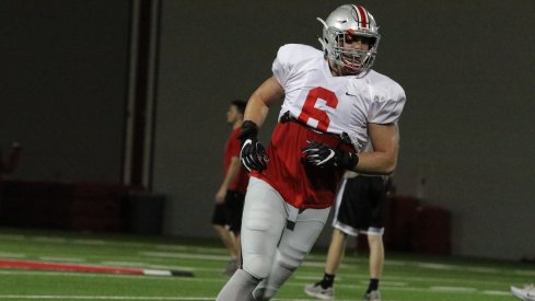 Ohio State's Sam Hubbard has been playing some stand-up LB this spring.