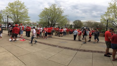 Ohio Stadium line for Ohio State spring game.