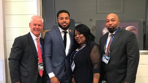 Kerry Coombs and Marshon Lattimore before the NFL Draft.