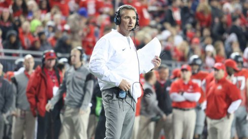 Urban Meyer under the lights against Nebraska in 2016.