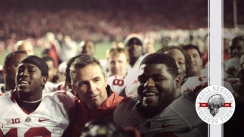 Jonathan Hakins and Urban Meyer celebrate the June 1st 2017 Skull Session