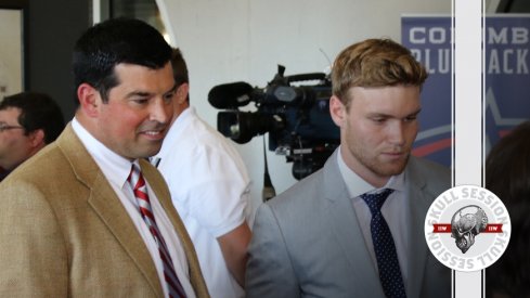 Ohio State quarterbacks coach RYan Day and freshman gunslinger Tate Martell check dat ass for the June 26 2017 Skull Session