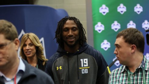 Malik Hooker at an NFL combine event