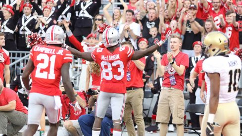 Terry McLaurin celebrates after scoring Ohio State's fourth touchdown of the game.