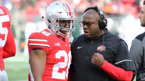 Ohio State running back Antonio Williams and coach Tony Alford