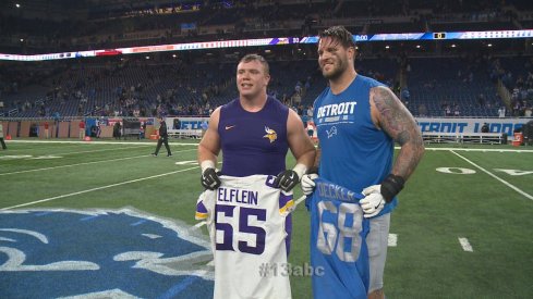 Decker and Elflein swap shirts
