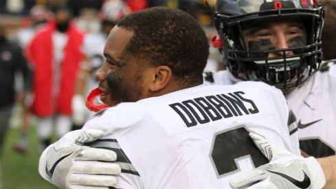 In his first Michigan game, J.K. Dobbins ran for 101 yards and a touchdown.