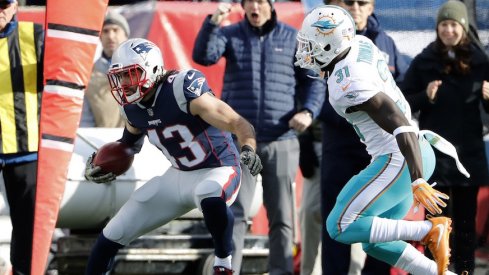 Nate Ebner was injured while running a fake punt for a first down on Sunday.