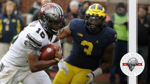 J.T. Barrett runs for the first down against the November 30th 2017 Skull Session