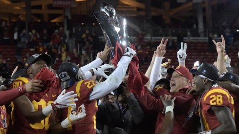 USC celebrates its 2017 Pac-12 championship.