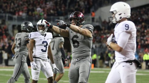 Sam Hubbard celebrates a play during Ohio State's 39-38 win over Penn State on Oct. 28.