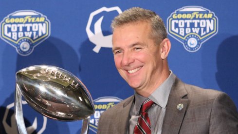 Urban Meyer and the Cotton Bowl Trophy