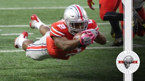 J.K. Dobbins dives on the January 5th 2018 Skull Session