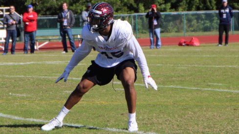 Chris Worley participates in Monday's East-West Shrine Game practice.