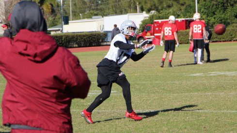 Damon Webb catches a throw during defensive back drills at East-West Shrine Game practice.