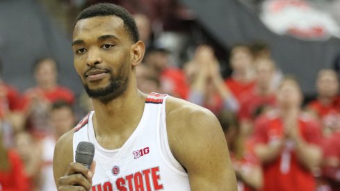 Keita Bates-Diop addresses Ohio State's home crowd on Senior Night.