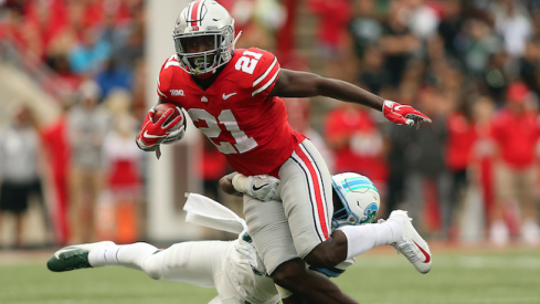 Parris Campbell breaks a tackle against Tulane