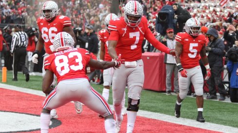 Dwayne Haskins and Terry McLaurin celebrate a touchdown