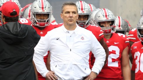 Urban Meyer and the Buckeyes before Saturday's win over Michigan.