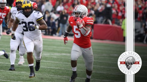 Mike Weber runs away from em in today's skull session.