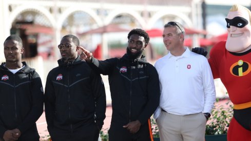 Terry McLaurin, Johnnie Dixon, Parris Campbell, Urban Meyer and Mr. Incredible