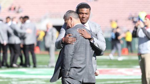 Urban Meyer and Dwayne Haskins