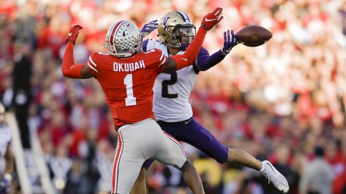 Okudah breaks up another pass in the Rose Bowl