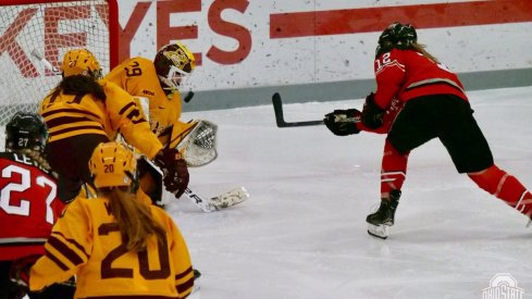 Maddy Field scored one of the Buckeyes’ two goals in a 7-2 loss to Minnesota.