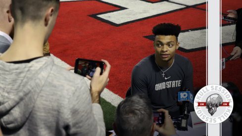 Justin Fields talks to the media in today's Skull Session.