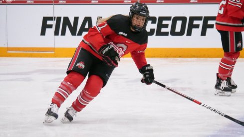 Tatum Skaggs notched goal No. 17 in the Buckeyes' WCHA semifinal loss to Wisconsin.