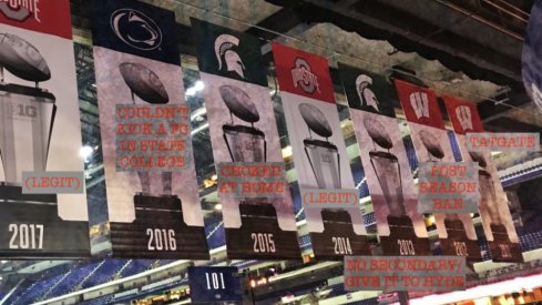 the B1G CG banners in Lucas Oil stadium