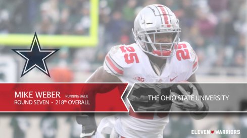 The Dallas Cowboys select Mike Weber with the No. 218 overall pick in the 2019 NFL draft.