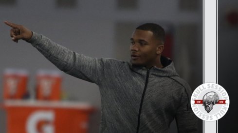 J.K. Dobbins is pointing towards the end zone in today's skull session.