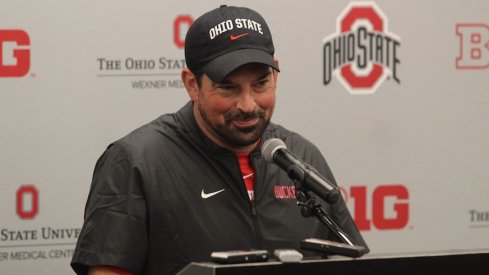 Ryan Day meets with media.