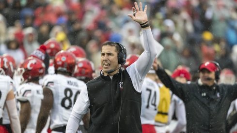 Dec 31, 2018; Annapolis, MD, USA; Cincinnati Bearcats head coach Luke Fickell reacts against the Virginia Tech Hokies during the first half at Navy-Marine Corps Memorial Stadium. Mandatory Credit: Scott Taetsch-USA TODAY Sports