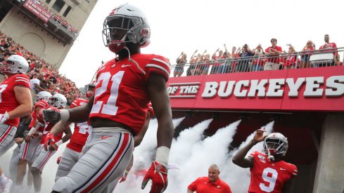 Ohio State exits the tunnel before its game against Cincinnati.
